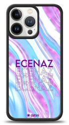 Dafoni Glossy iPhone 13 Pro Kişiye Özel Simli Rainbow Mermer Kılıf - Dafoni