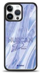 Dafoni Glossy iPhone 13 Pro Max Kişiye Özel Simli Cornflower Mermer Kılıf - Dafoni