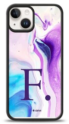 Dafoni Glossy iPhone 14 Kişiye Özel Harf Simli Pembe Mermer Desenli Kılıf - 1