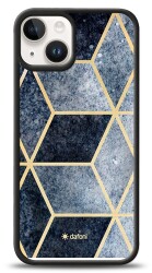 Dafoni Glossy iPhone 14 Kişiye Özel Harfli Simli Gold Mermer Kılıf - 1
