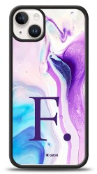 Dafoni Glossy iPhone 15 Plus Kişiye Özel Harf Simli Pembe Mermer Desenli Kılıf - 1