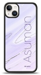 Dafoni Glossy iPhone 15 Plus Kişiye Özel İsimli Simli Mor Mermer Kılıf - 1