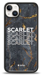 Dafoni Glossy iPhone 15 Plus Kişiye Özel İsimli Simli Siyah Mermer Kılıf - 1