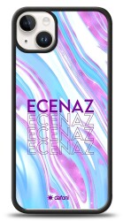 Dafoni Glossy iPhone 15 Plus Kişiye Özel Simli Rainbow Mermer Kılıf - Dafoni