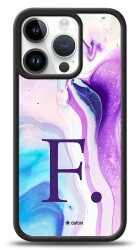 Dafoni Glossy iPhone 15 Pro Kişiye Özel Harf Simli Pembe Mermer Desenli Kılıf - 1