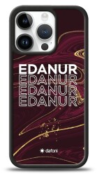 Dafoni Glossy iPhone 15 Pro Kişiye Özel İsimli Simli Bordo Mermer Desenli Kılıf - 1