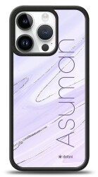 Dafoni Glossy iPhone 15 Pro Kişiye Özel İsimli Simli Mor Mermer Kılıf - 1