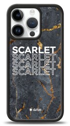 Dafoni Glossy iPhone 15 Pro Kişiye Özel İsimli Simli Siyah Mermer Kılıf - 1
