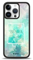 Dafoni Glossy iPhone 15 Pro Kişiye Özel Simli Renkli Mermer Kılıf - 1