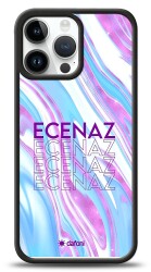 Dafoni Glossy iPhone 15 Pro Max Kişiye Özel Simli Rainbow Mermer Kılıf - Dafoni