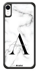 Dafoni Glossy iPhone XR Kişiye Özel Harf İsimli White Marble Kılıf - Dafoni