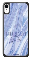 Dafoni Glossy iPhone XR Kişiye Özel Simli Cornflower Mermer Kılıf - Dafoni