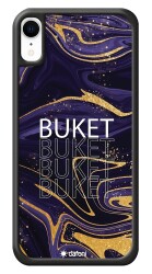 Dafoni Glossy iPhone XR Kişiye Özel Simli Mor Mermer Kılıf - Dafoni