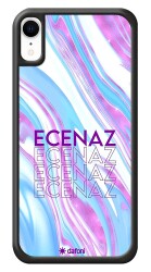 Dafoni Glossy iPhone XR Kişiye Özel Simli Rainbow Mermer Kılıf - Dafoni