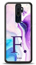 Dafoni Glossy Oppo A9 2020 Kişiye Özel Harf Simli Pembe Mermer Desenli Kılıf - Dafoni
