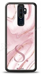 Dafoni Glossy Oppo A9 2020 Kişiye Özel Harf Simli Pembe Mermer Kılıf - Dafoni