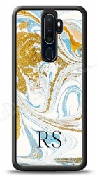 Dafoni Glossy Oppo A9 2020 Kişiye Özel Harfli Simli Gold Mermer Kılıf - Dafoni