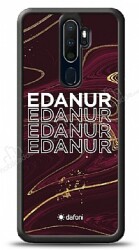 Dafoni Glossy Oppo A9 2020 Kişiye Özel İsimli Simli Bordo Mermer Desenli Kılıf - Dafoni