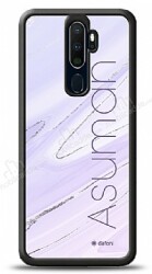 Dafoni Glossy Oppo A9 2020 Kişiye Özel İsimli Simli Mor Mermer Kılıf - Dafoni