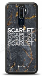 Dafoni Glossy Oppo A9 2020 Kişiye Özel İsimli Simli Siyah Mermer Kılıf - Dafoni