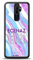 Dafoni Glossy Oppo A9 2020 Kişiye Özel Simli Rainbow Mermer Kılıf - Dafoni