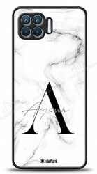 Dafoni Glossy Oppo Reno4 Lite Kişiye Özel Harf İsimli White Marble Kılıf - Dafoni