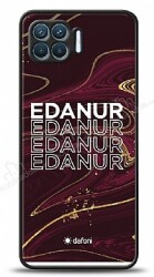 Dafoni Glossy Oppo Reno4 Lite Kişiye Özel İsimli Simli Bordo Mermer Desenli Kılıf - Dafoni