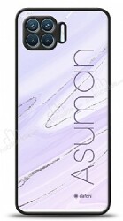 Dafoni Glossy Oppo Reno4 Lite Kişiye Özel İsimli Simli Mor Mermer Kılıf - Dafoni