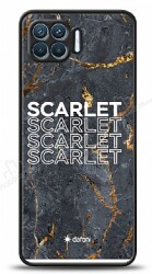 Dafoni Glossy Oppo Reno4 Lite Kişiye Özel İsimli Simli Siyah Mermer Kılıf - Dafoni