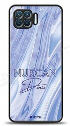 Dafoni Glossy Oppo Reno4 Lite Kişiye Özel Simli Cornflower Mermer Kılıf - Dafoni