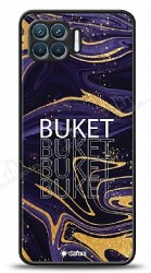 Dafoni Glossy Oppo Reno4 Lite Kişiye Özel Simli Mor Mermer Kılıf - Dafoni