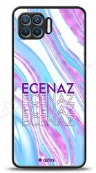 Dafoni Glossy Oppo Reno4 Lite Kişiye Özel Simli Rainbow Mermer Kılıf - Dafoni