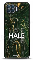 Dafoni Glossy Oppo Reno4 Lite Kişiye Özel Simli Yeşil Mermer Kılıf - Dafoni
