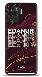 Dafoni Glossy Oppo Reno5 Lite Kişiye Özel İsimli Simli Bordo Mermer Desenli Kılıf - Dafoni