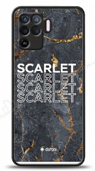 Dafoni Glossy Oppo Reno5 Lite Kişiye Özel İsimli Simli Siyah Mermer Kılıf - Dafoni