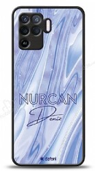 Dafoni Glossy Oppo Reno5 Lite Kişiye Özel Simli Cornflower Mermer Kılıf - Dafoni