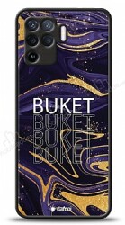 Dafoni Glossy Oppo Reno5 Lite Kişiye Özel Simli Mor Mermer Kılıf - Dafoni