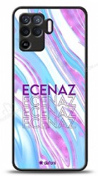 Dafoni Glossy Oppo Reno5 Lite Kişiye Özel Simli Rainbow Mermer Kılıf - Dafoni