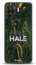 Dafoni Glossy Oppo Reno5 Lite Kişiye Özel Simli Yeşil Mermer Kılıf - Dafoni