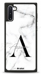 Dafoni Glossy Samsung Galaxy Note 10 Kişiye Özel Harf İsimli White Marble Kılıf - Dafoni