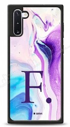 Dafoni Glossy Samsung Galaxy Note 10 Kişiye Özel Harf Simli Pembe Mermer Desenli Kılıf - Dafoni