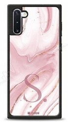 Dafoni Glossy Samsung Galaxy Note 10 Kişiye Özel Harf Simli Pembe Mermer Kılıf - Dafoni