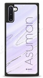 Dafoni Glossy Samsung Galaxy Note 10 Kişiye Özel İsimli Simli Mor Mermer Kılıf - Dafoni