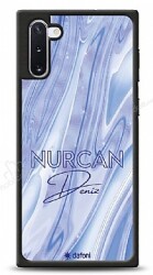 Dafoni Glossy Samsung Galaxy Note 10 Kişiye Özel Simli Cornflower Mermer Kılıf - Dafoni
