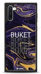 Dafoni Glossy Samsung Galaxy Note 10 Kişiye Özel Simli Mor Mermer Kılıf - Dafoni