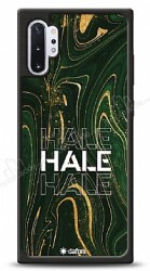 Dafoni Glossy Samsung Galaxy Note 10 Plus Kişiye Özel Simli Yeşil Mermer Kılıf - Dafoni