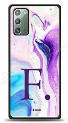 Dafoni Glossy Samsung Galaxy Note 20 Kişiye Özel Harf Simli Pembe Mermer Desenli Kılıf - Dafoni