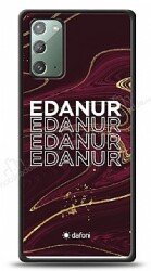 Dafoni Glossy Samsung Galaxy Note 20 Kişiye Özel İsimli Simli Bordo Mermer Desenli Kılıf - Dafoni