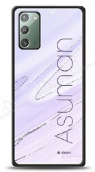 Dafoni Glossy Samsung Galaxy Note 20 Kişiye Özel İsimli Simli Mor Mermer Kılıf - Dafoni