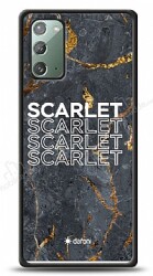 Dafoni Glossy Samsung Galaxy Note 20 Kişiye Özel İsimli Simli Siyah Mermer Kılıf - Dafoni